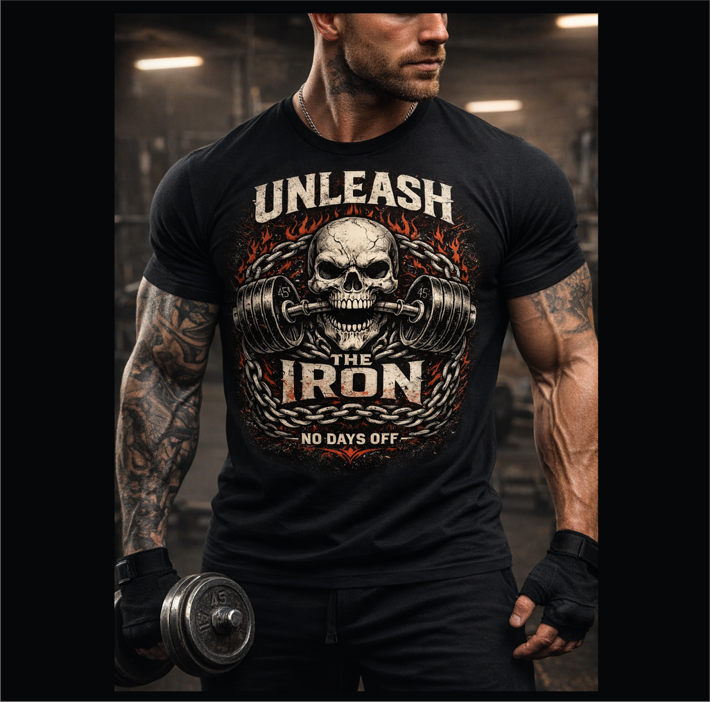 Unleash The Iron – No Days Off Graphic Tee