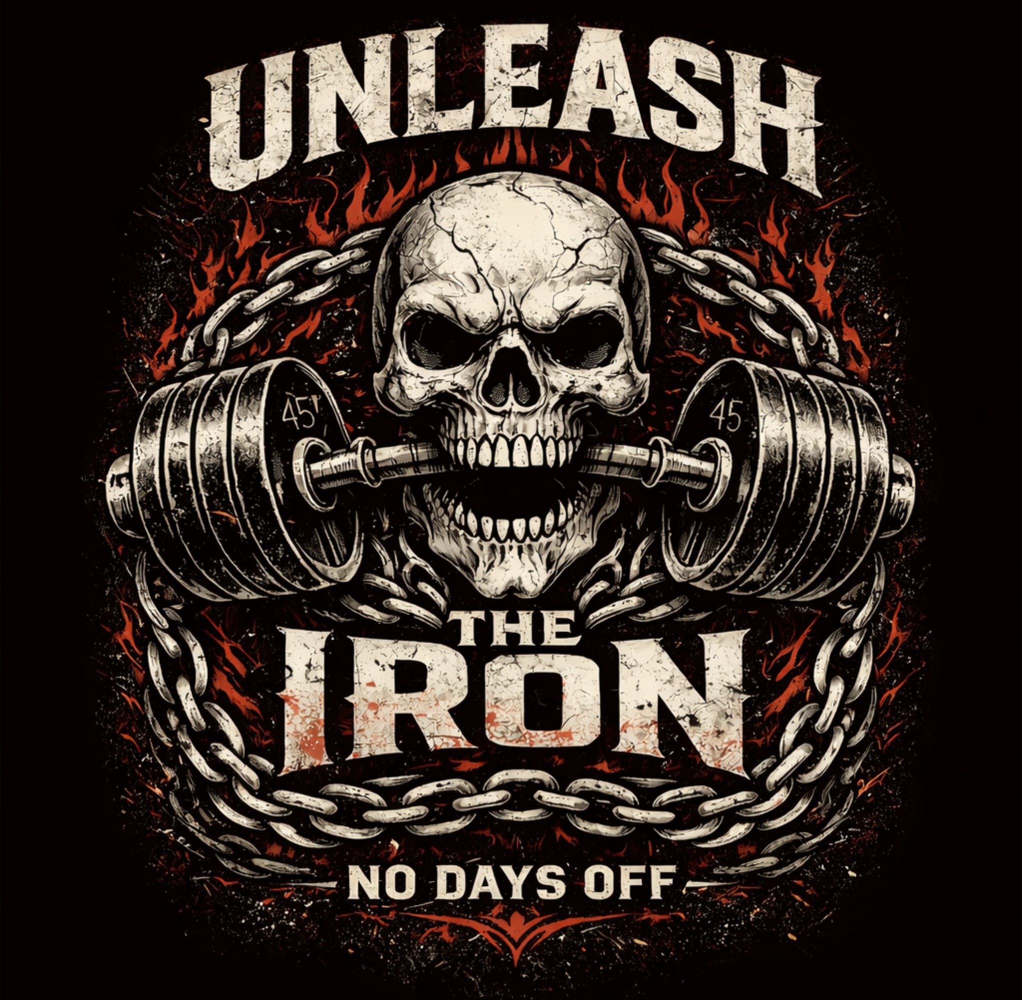 Unleash The Iron – No Days Off Graphic Tee